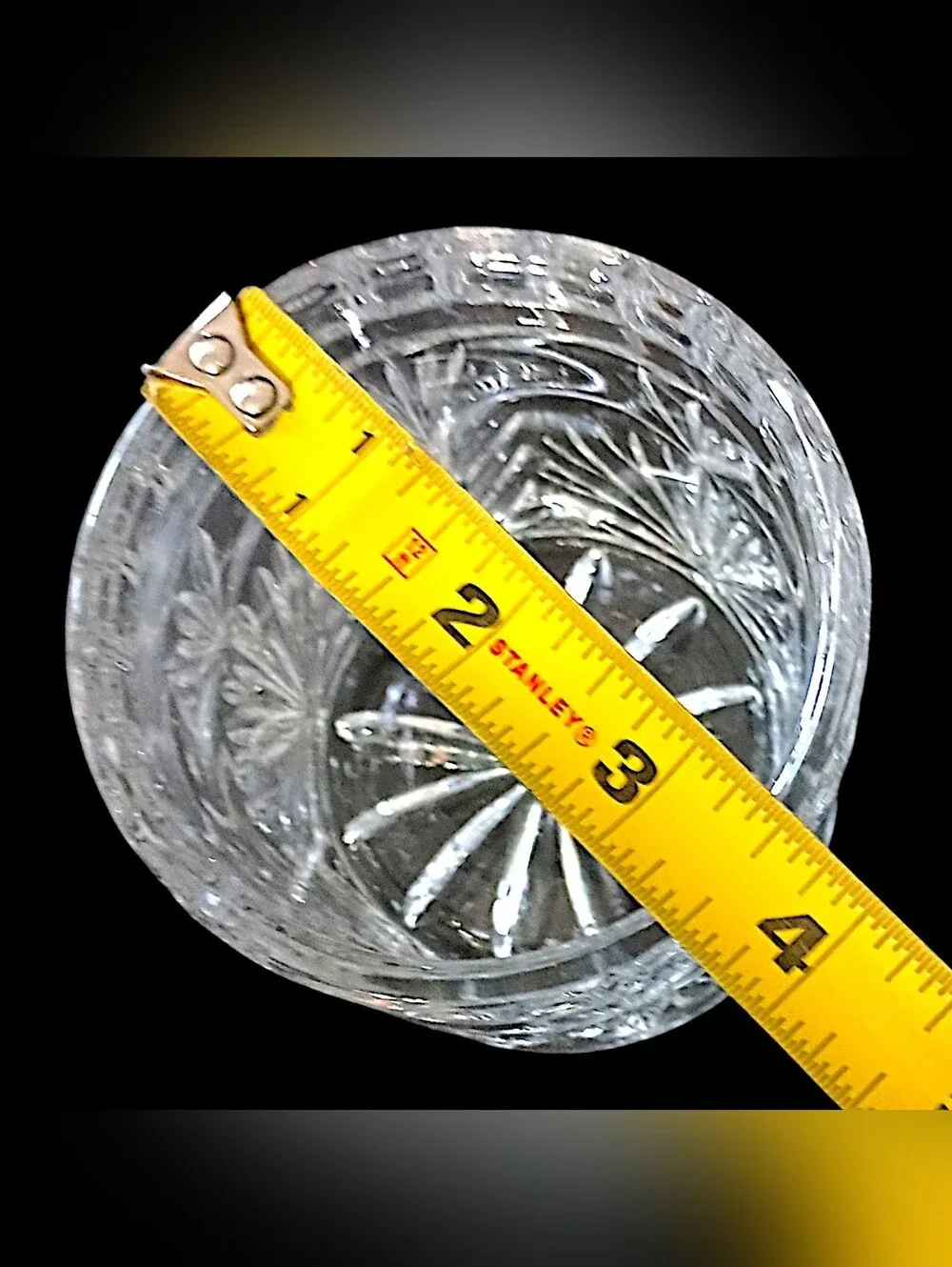 Vintage Crystal Biscuit Jar Candy 6” Lidded Vanity Canister Starburst Glass